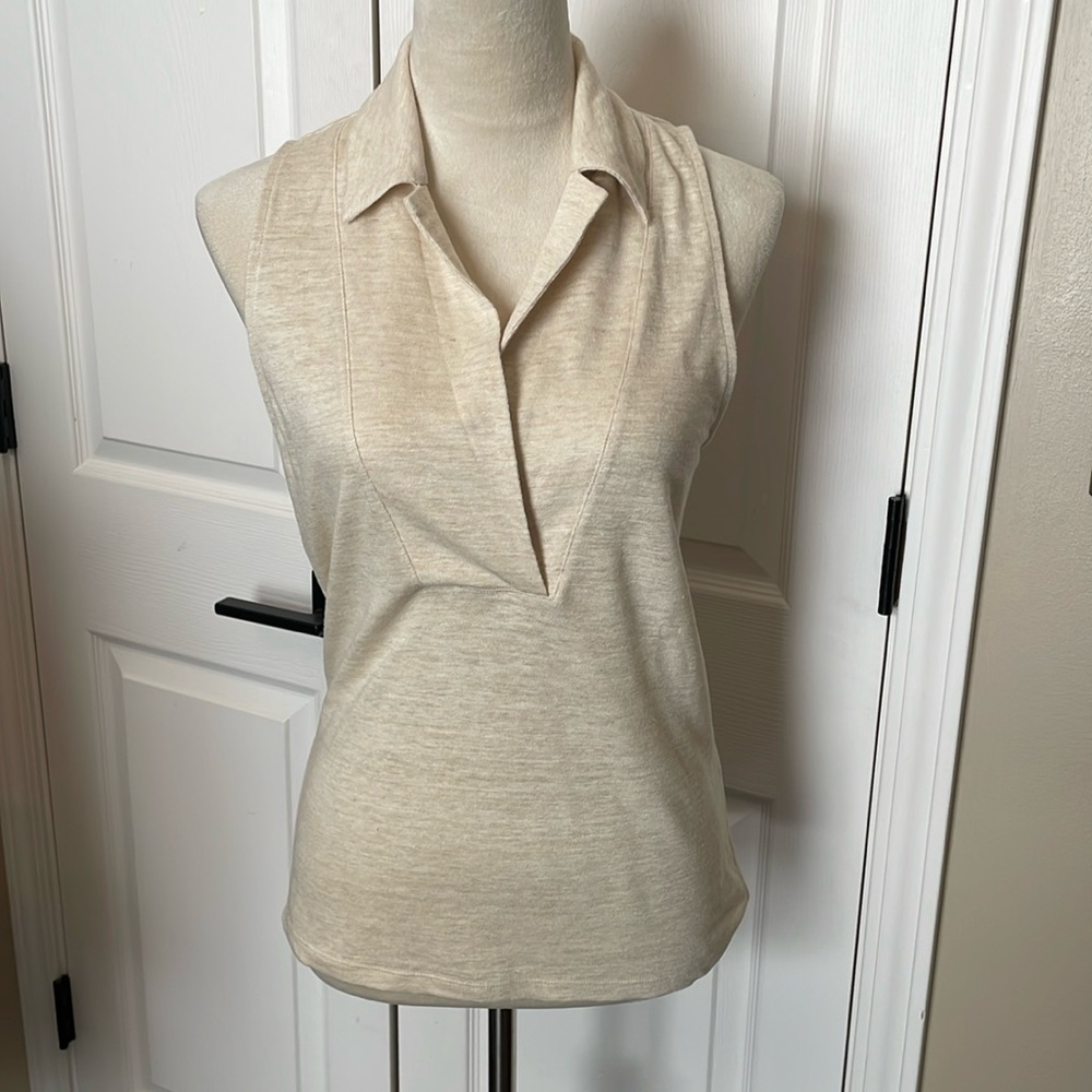 Banana Republic Linen Sleeveless Polo Size M